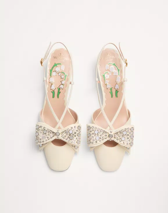 Valentino Bowow Slingback Pumps In Kidskin With Mirrors And Crystals 45Mm - Image 5